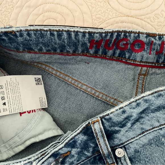 ⭐️⭐️⭐️Sold⭐️⭐️⭐️HUGO BOSS Gisanna Wide Leg Relaxed Fit Jeans Rigid Denim Size 27 - Picture 7 of 10